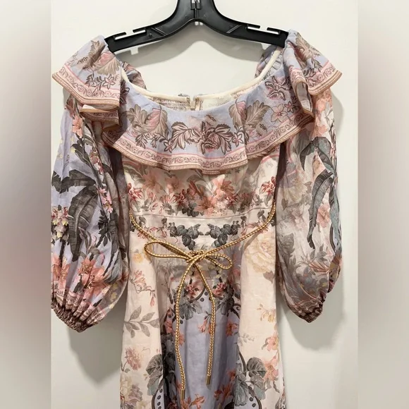 🔥NWT AU0 Zimmermann Wylie Off-The-Shoulder Midi-Dress - Picture 4 of 16